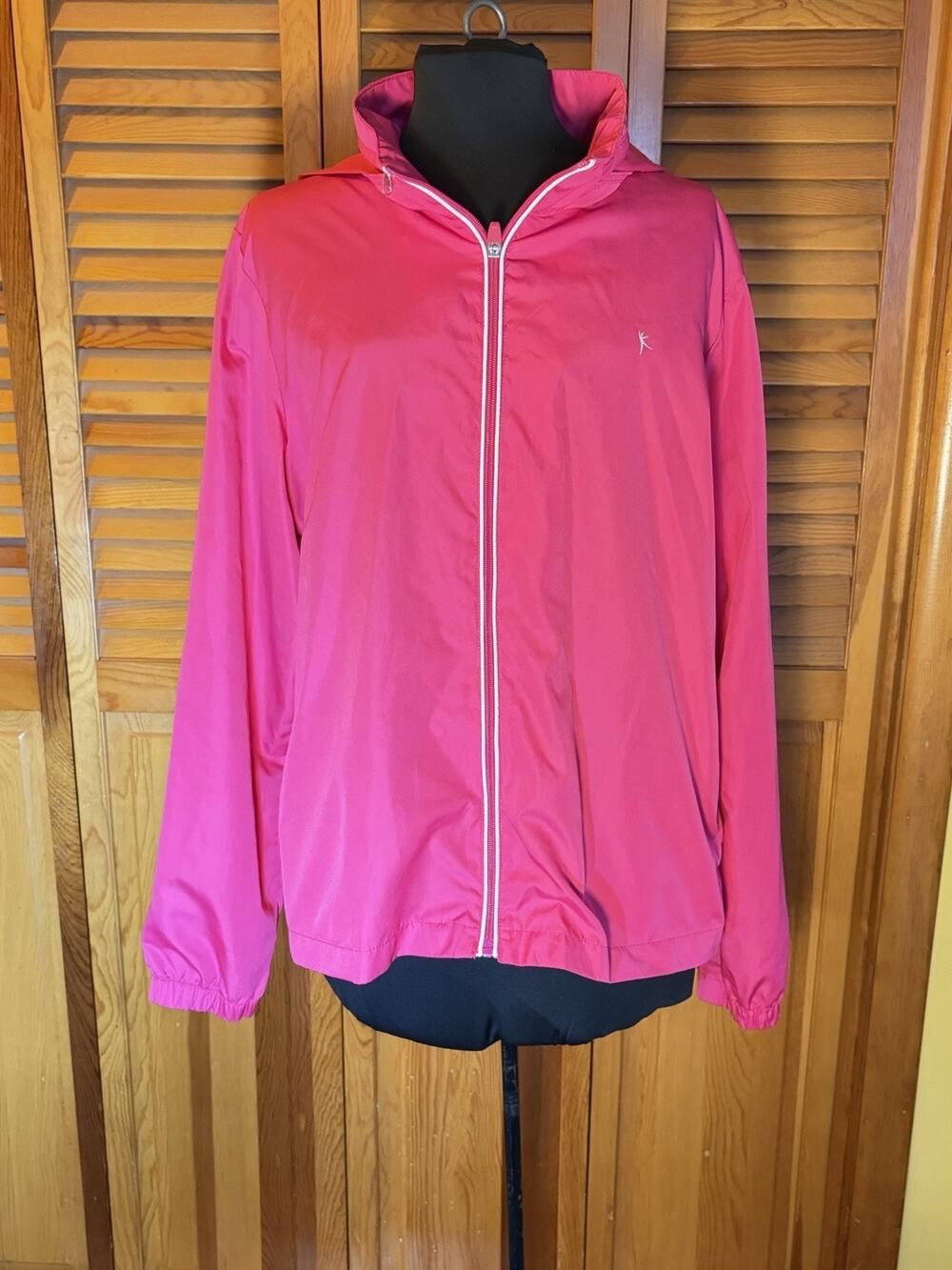 Danskin Womens XL Pink Windbreaker Jacket Hooded Lightweight Running Athletic